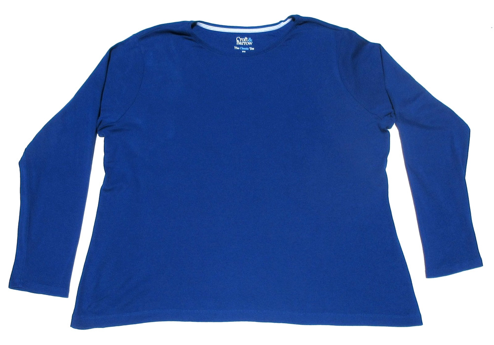 CROFT & BARROW Womens XXL The Classic Tee Solid Blue Roundneck Longsleeve Shirt